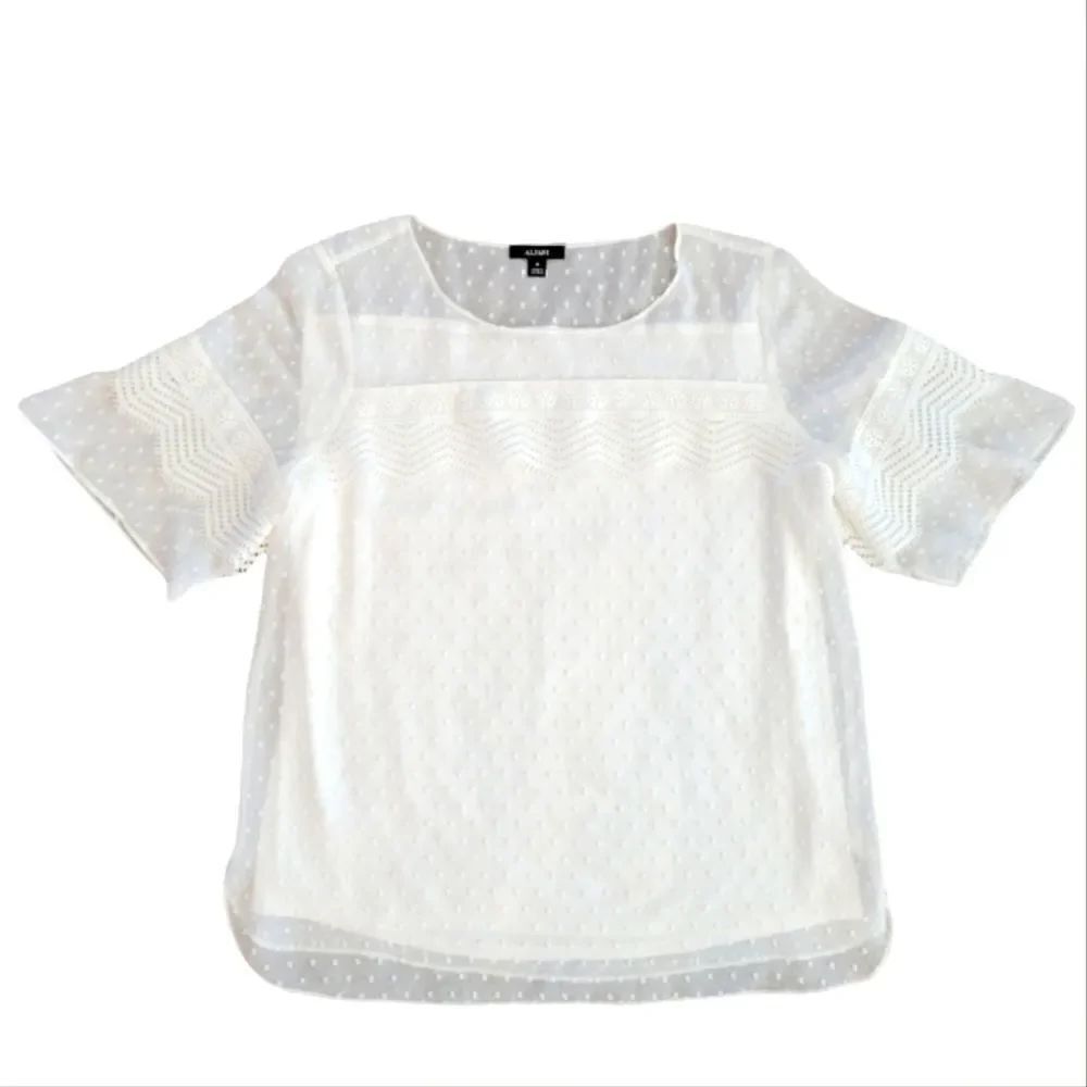 EC SHEER LAYERED WHITE EYELET LACE BLOUSE FEMIINIE, SOFT GIRL